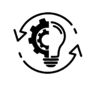 icon shows arrows circling around a lightbulb and gear
