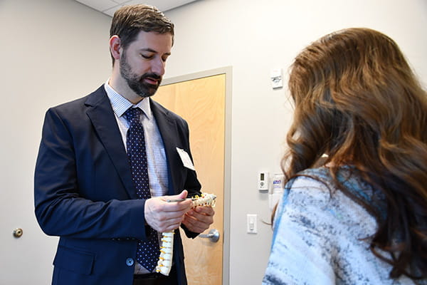 Dr. Bohnstedt meet with a patient in the clinic