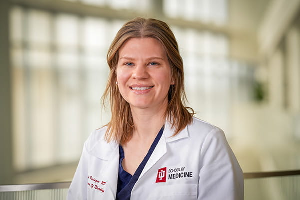 As the Department of Neurology's vascular fellow, Haley Basinger treats patients who experience stroke and other neurovascular disorders. | Photo by Tim Yates, IU School of Medicine