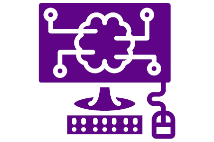 an icon on a computer and mouse with a brain on the screen