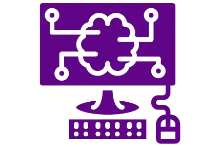 an icon on a computer and mouse with a brain on the screen