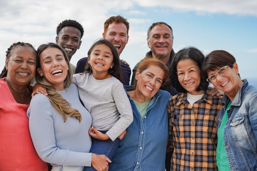 a diverse family group photo