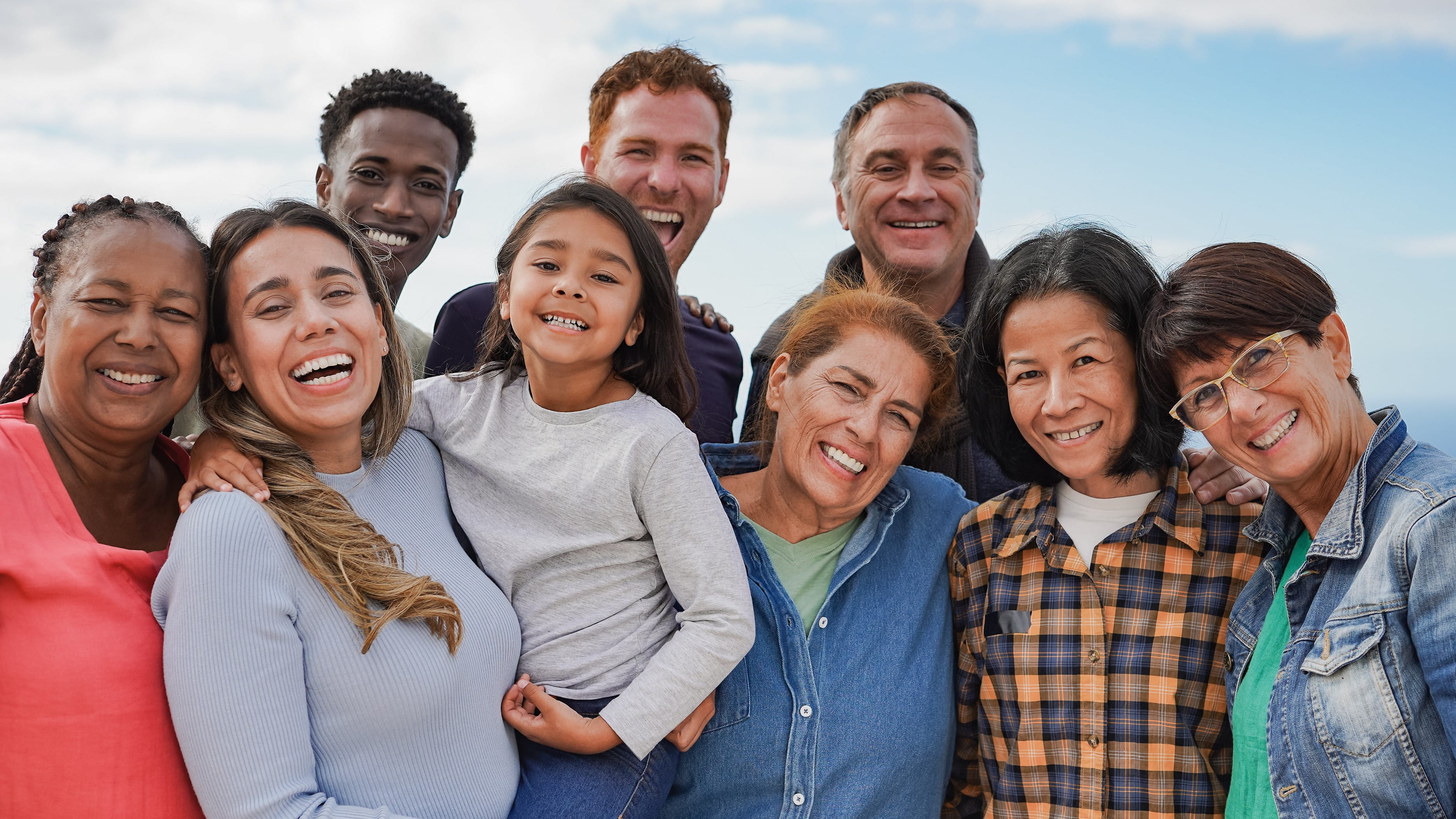 a diverse family group photo