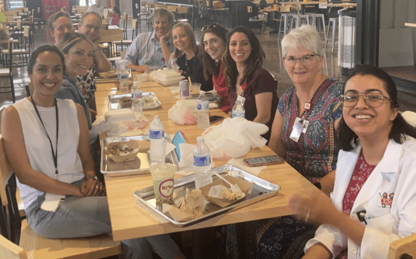 members of the division out celebrating a meal together