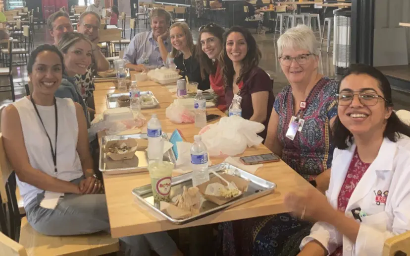 members of the division out celebrating a meal together