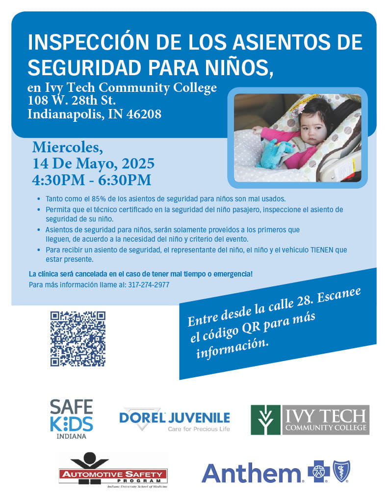 2025 Car Seat Safety Inspection flyer in Spanish