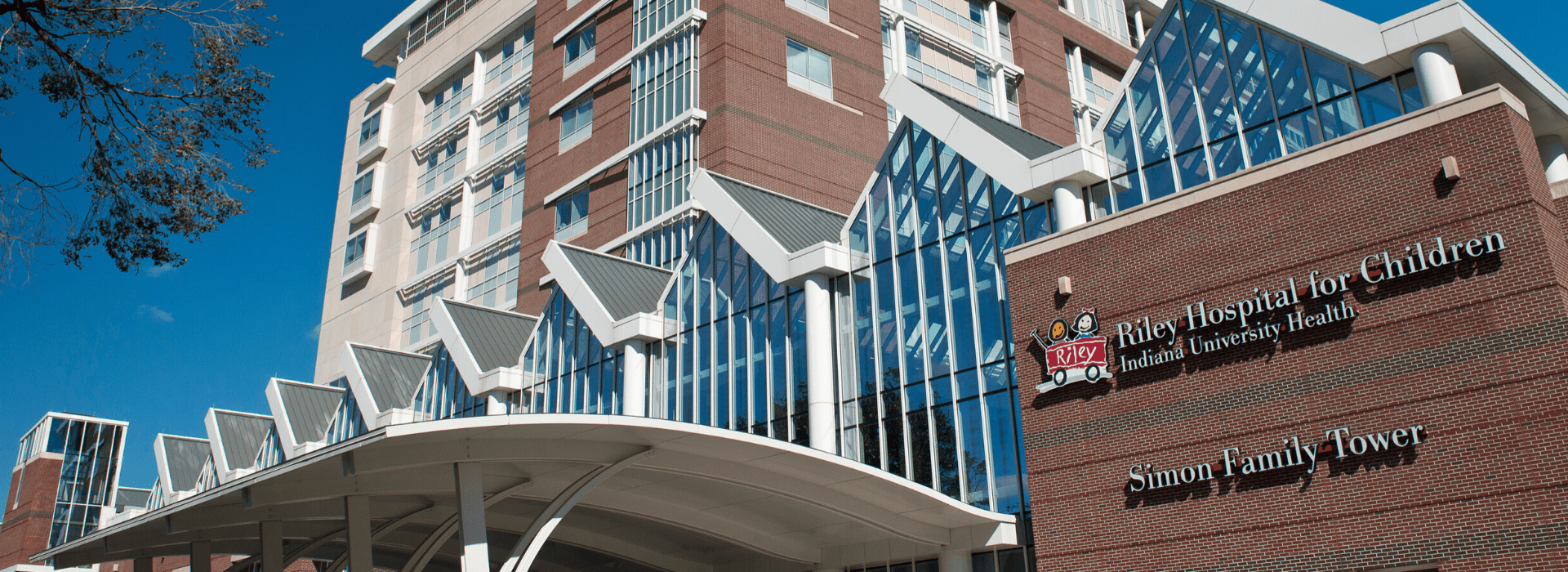 Outside view of the Simon Family Tower at Riley Hospital for Children