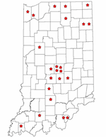 Indiana state map showing EAE Hub Locations