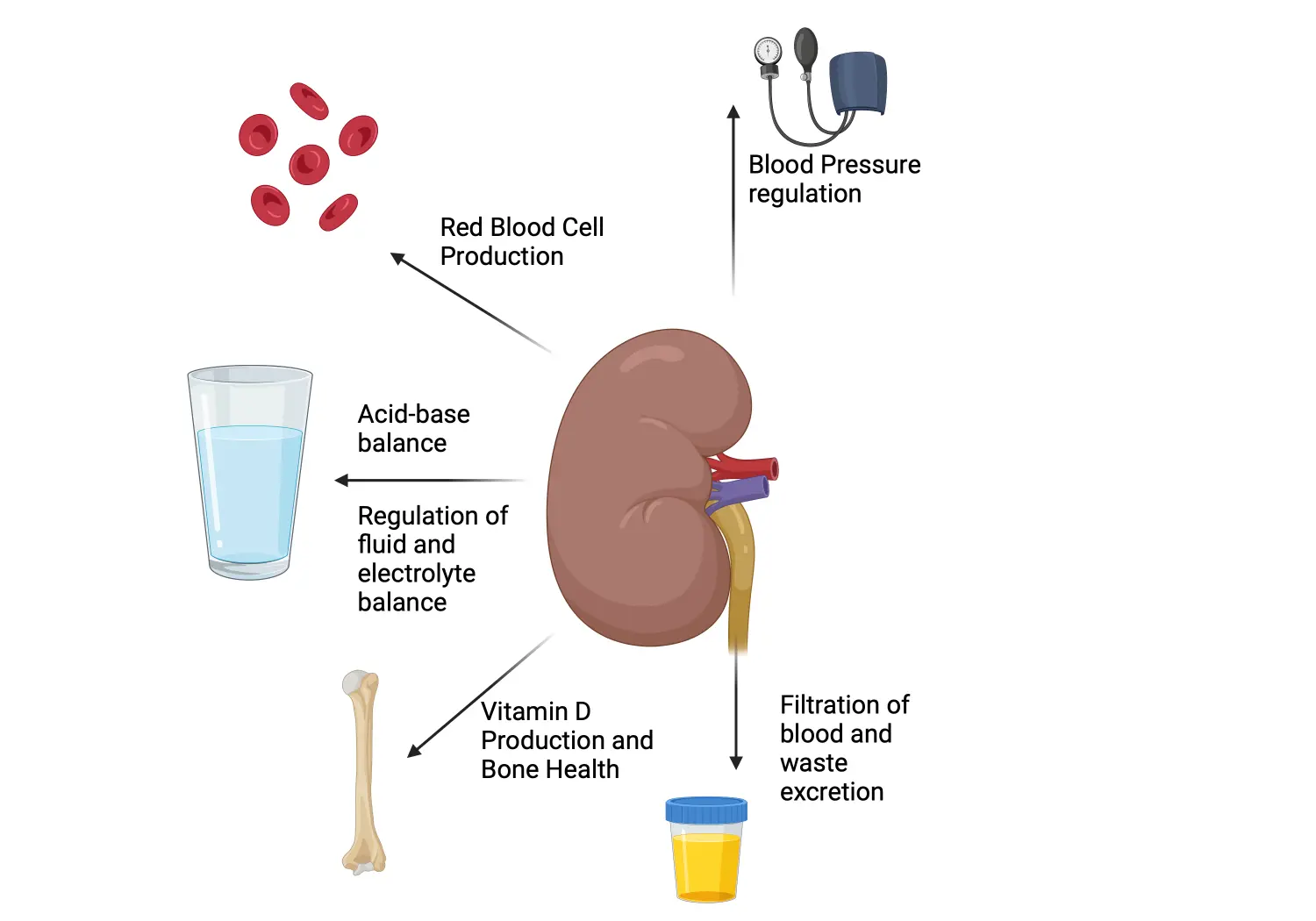 Diagram outlining the role of the kidney's in the body.