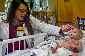 a physician and patient in the hospital