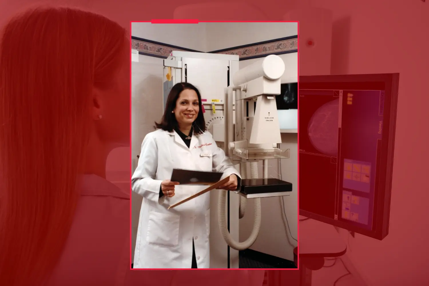 Valerie Jackson with a mammography machine.