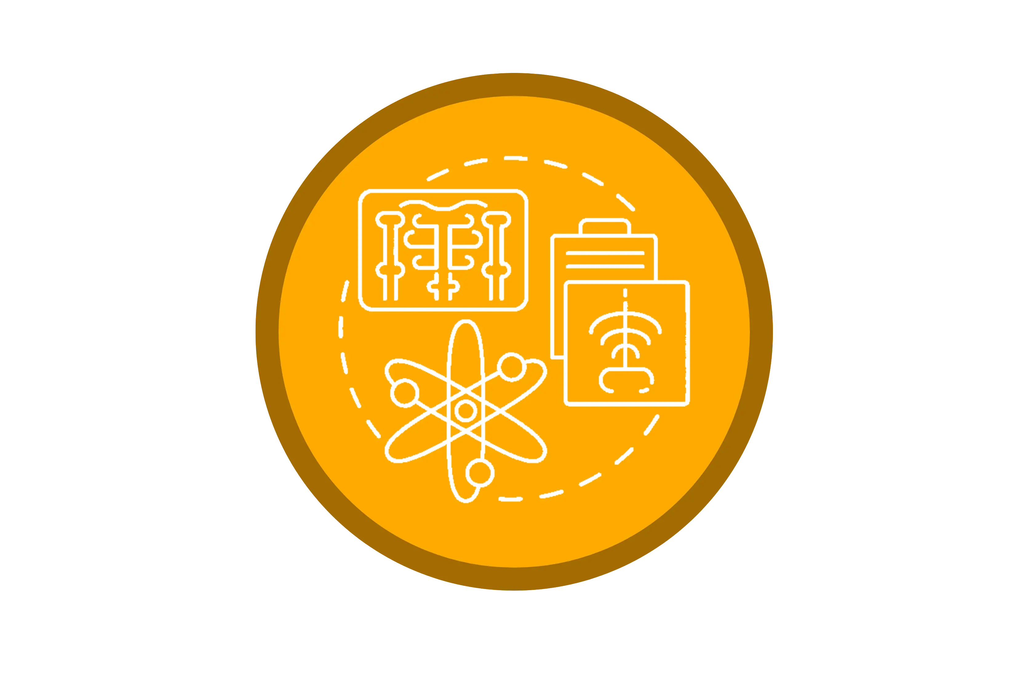A graphic depicting research imaging on a yellow background.