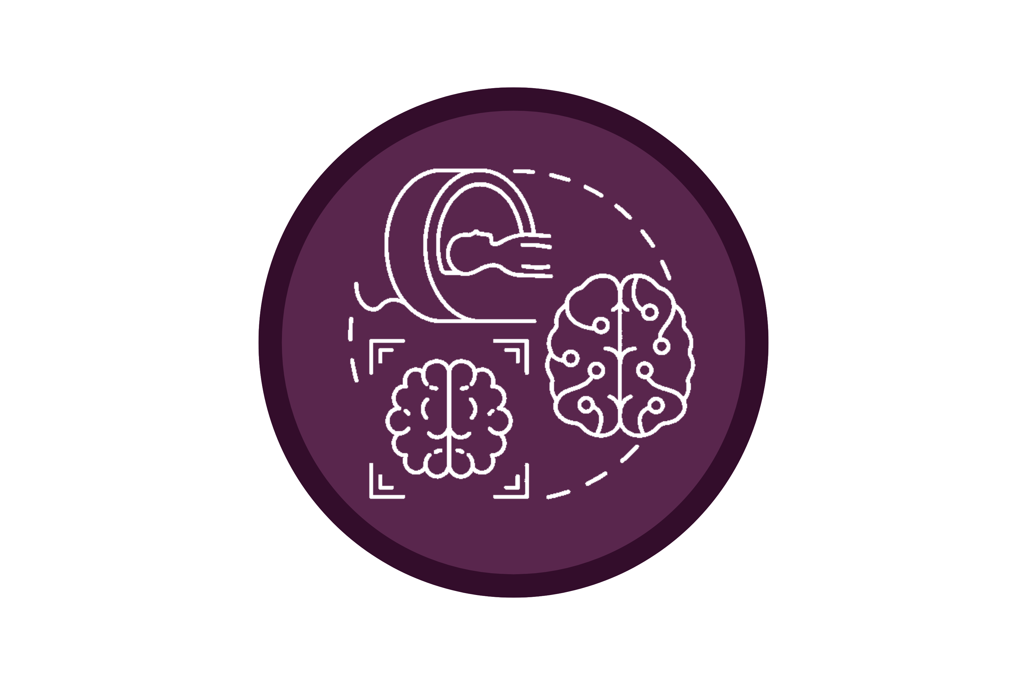 A graphic of a brain scan on a purple background.