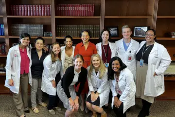 Diverse group of residents with visiting professor