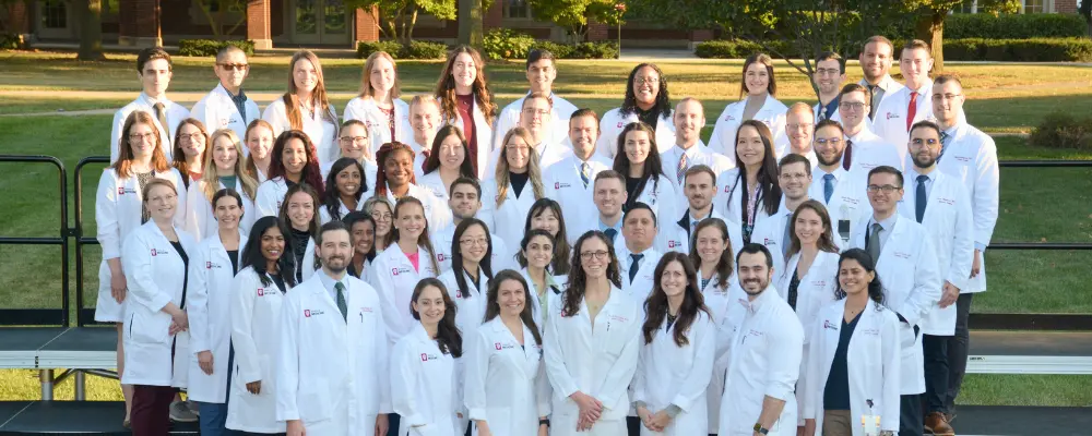 Group picture of all General Surgery residents and chiefs outside on Ball Gardens