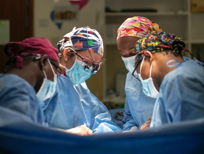 Dr Britney Grayson in the OR in Kijabe Kenya