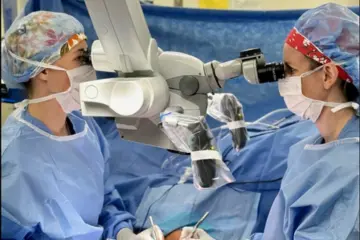 Blaire Egan (Hand Fellow) and Jordan Wiebe (PGY5) reconstructing the radial artery in a rare case of Thenar Hammer Syndrome