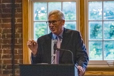Dr. Frederick Rescorla giving his speech at Dr. Markel's investiture