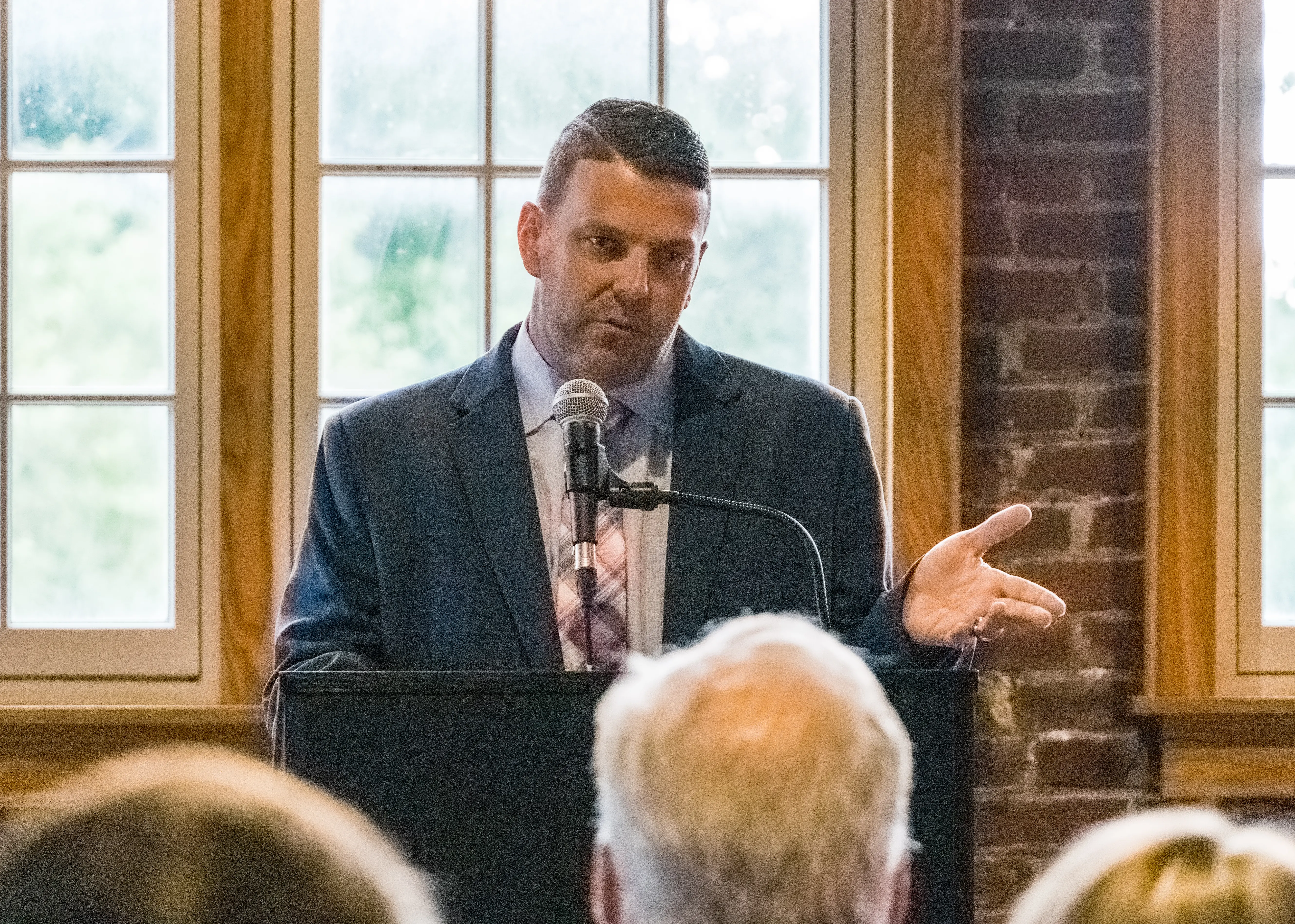 Dr. Troy Markel giving his speech at his investiture