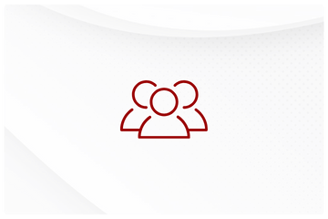 Meet the Team icon in crimson red on a faint white patterned background