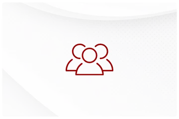Meet the Team icon in crimson red on a faint white patterned background
