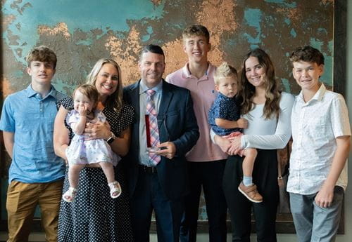 Dr. Troy A. Markel with his wife Sarah and children: Kayla, Austin, Thomas, Owen, Mason, Bentley, and Thea Dr. Troy A. Markel with his wife Sarah and children: Kayla (24), Austin (17), Thomas (17), Owen (15), Mason (13), Bentley (2), and Thea (1).