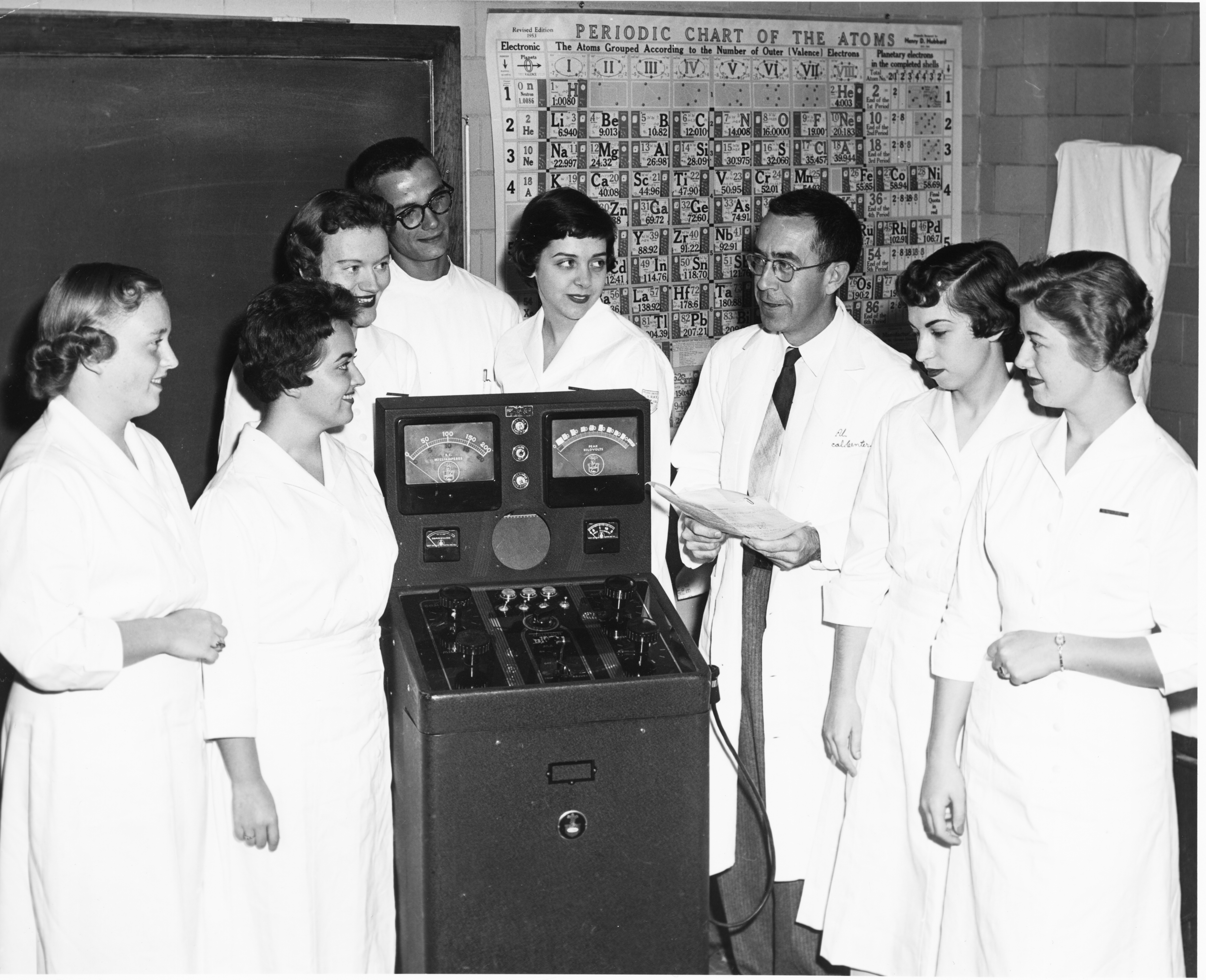 Dr. John Campbell and a trainee group with x-ray equipment.