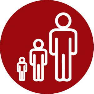 Icon of a person growing from a child to adult