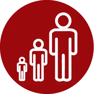 Icon of a person growing from a child to adult