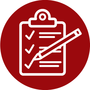 Icon of a clipboard with items checked off a list
