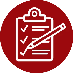 Icon of a clipboard with items checked off a list