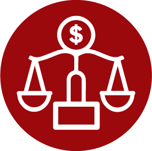 Icon of scales with a dollar sign on top