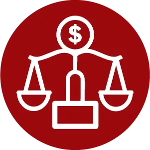 Icon of scales with a dollar sign on top