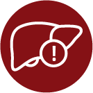 Icon of a liver with a warning exclamation point