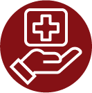 Icon of a hand holding a medical plus sign