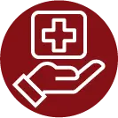 Icon of a hand holding a medical plus sign