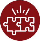 Icon of two puzzle pieces fitting together