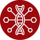 icon of dna strand with a web of notes around it