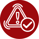 icon of alert symbol and check mark
