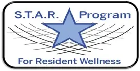 blue star with text reading STAR Program for resident wellness
