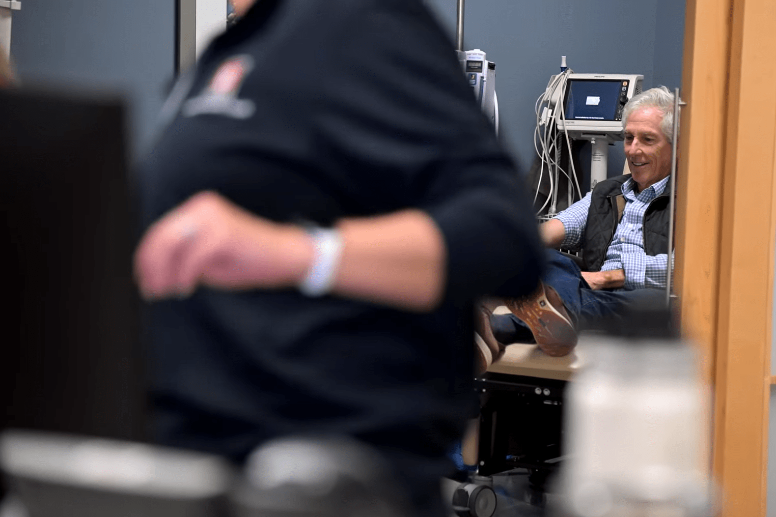 a patient receives an infusion of medication