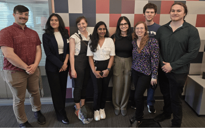 Group photo of 8 people representing the Datta lab.