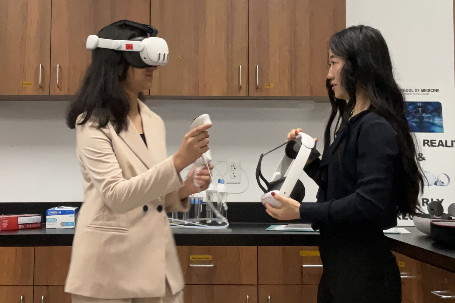 two people use virtual reality sets