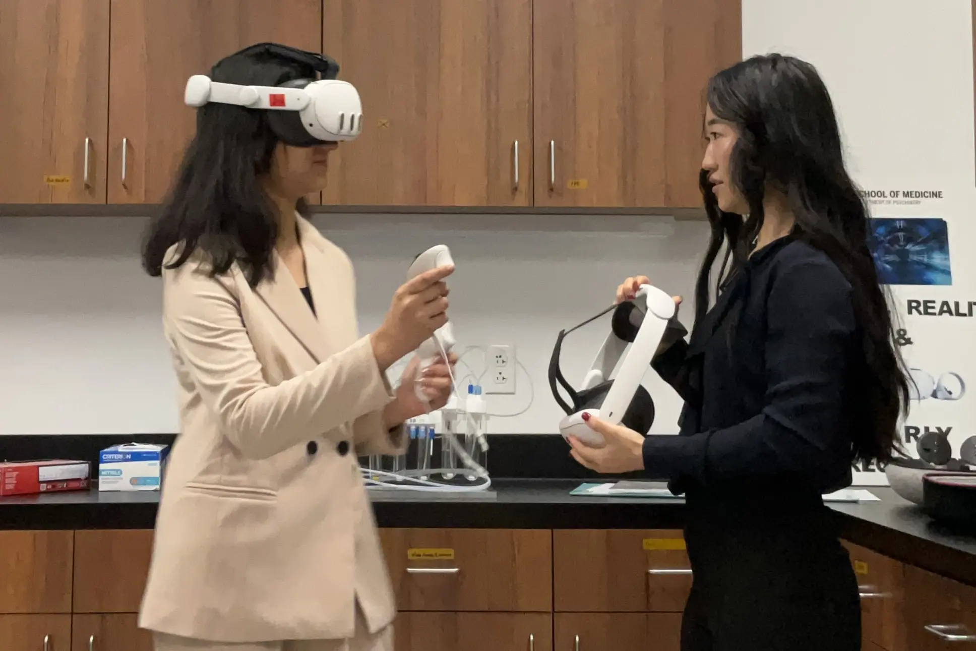two people use virtual reality sets