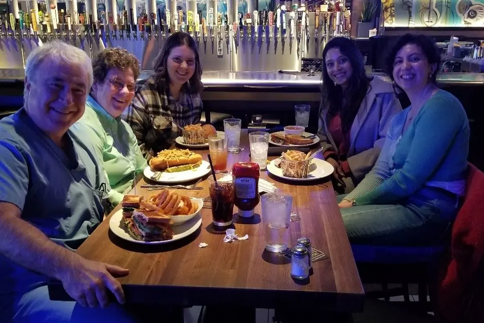 Twigg lab members out for lunch in downtown indianapolis
