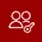 Red and white icon of two people