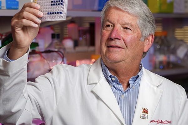 A researcher in a lab at IU School of Medicine