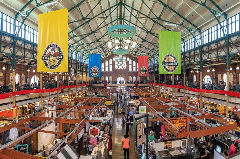 vendor booths in the large city market venue