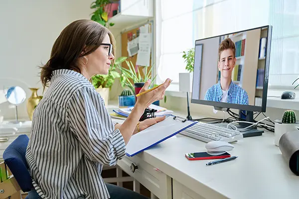 Teenage boy has virtual counseling session with EAP
