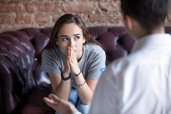 College student in a counseling session